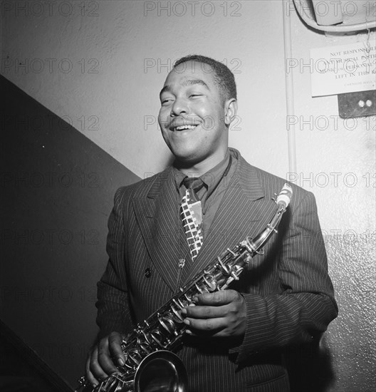 Portrait of Charlie Parker, Carnegie Hall, New York, N.Y., ca. 1947. Creator: William Paul Gottlieb.