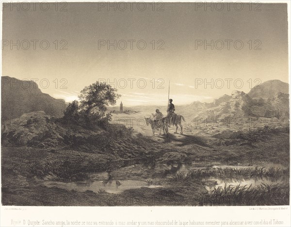 Dijolé D. Quijote: sancho amigo, la noche se nos va entrando..., c. 1855. Creator: Célestin Nanteuil.
