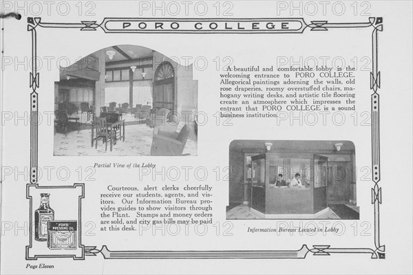 Poro College; Partial view of the lobby; Information Bureau located in lobby, 1922. Creator: Unknown.