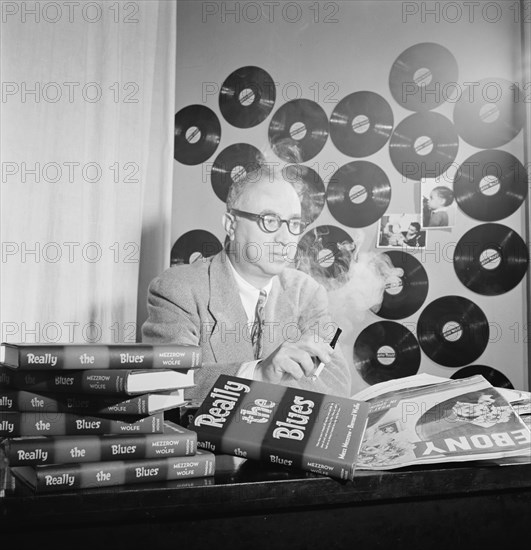 Portrait of Mezz Mezzrow in his office, New York, N.Y., ca. Nov. 1946. Creator: William Paul Gottlieb.