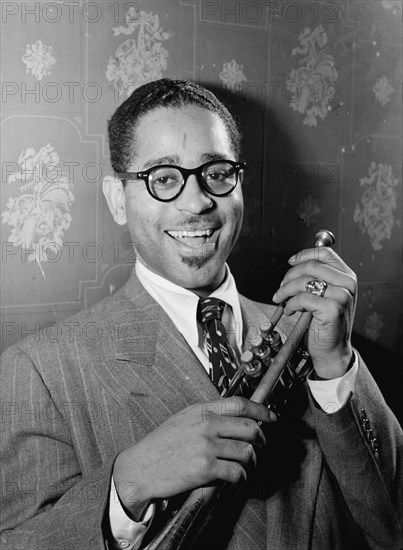 Portrait of Dizzy Gillespie, Famous Door, New York, N.Y., ca. June 1946. Creator: William Paul Gottlieb.