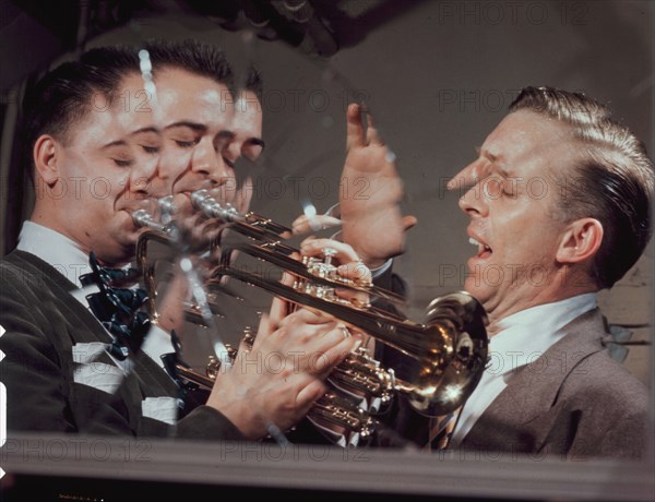 Portrait of Stan Kenton and Buddy Childers, Richmond, Va., 1947 or 1948. Creator: William Paul Gottlieb.