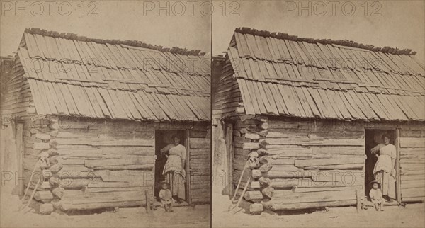 Happy little nig. [Woman and a small child in a cabin doorway], (1868-1900?). Creator: O. Pierre Havens.