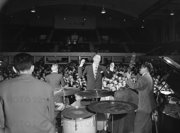 Portrait of Stan Kenton, Shelly Manne, and Eddie Safranski, 1947 or 1948. Creator: William Paul Gottlieb.