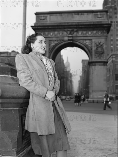 Portrait of Ann Hathaway, Washington Square, New York, N.Y., ca. May 1947. Creator: William Paul Gottlieb.