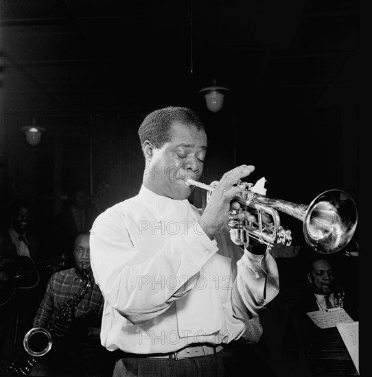 Portrait of Louis Armstrong, Carnegie Hall, New York, N.Y., ca. Apr. 1947. Creator: William Paul Gottlieb.