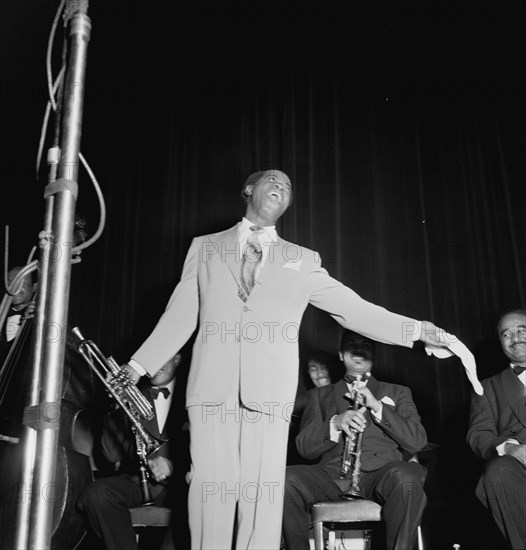 Portrait of Louis Armstrong, Carnegie Hall, New York, N.Y., ca. Feb. 1947. Creator: William Paul Gottlieb.