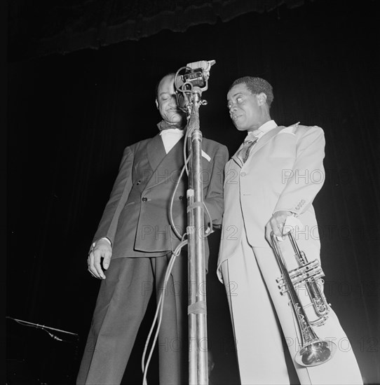 Portrait of Louis Armstrong, Carnegie Hall, New York, N.Y., ca. Feb. 1947. Creator: William Paul Gottlieb.