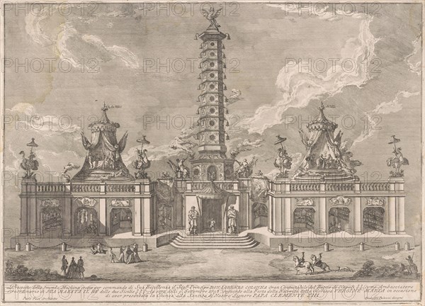 The Seconda Macchina for the Chinea of 1758: The Porcelain Tower of Nanjing, 1758. Creator: Giuseppe Pozzi.