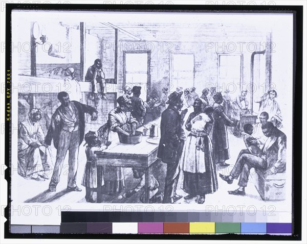 New York City- Colored refugees from Arkansas awaiting transportation to Liberia..., 1880. Creator: Unknown.
