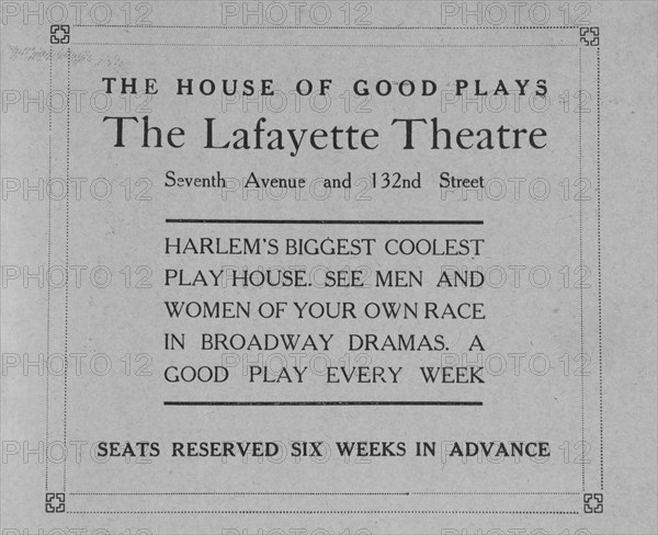 The house of good plays; The Lafayette Theatre; Seventh Avenue and 132nd Street, 1918-1922. Creator: Unknown.