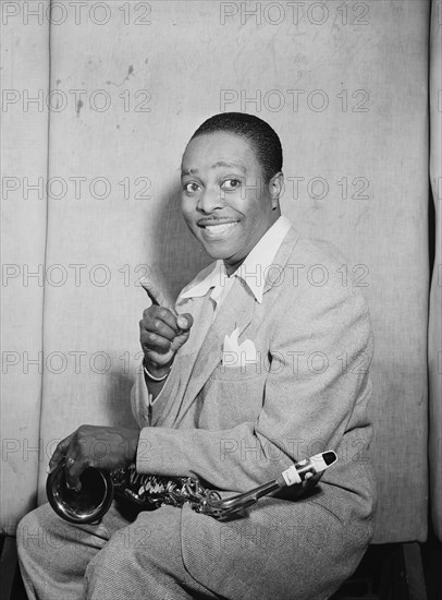 Portrait of Louis Jordan, Paramount Theater(?), New York, N.Y., ca. July 1946. Creator: William Paul Gottlieb.