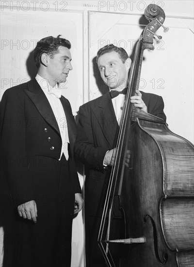 Portrait of Jack Lesberg and Leonard Bernstein, New York, N.Y., ca. Dec. 1946. Creator: William Paul Gottlieb.