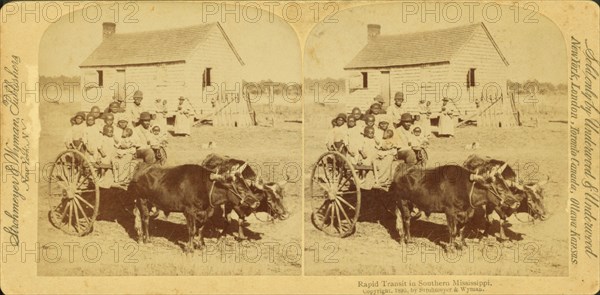 Rapid transit in southern Mississippi, [Large group of children on an oxcart], (1868-1900?). Creator: Unknown.