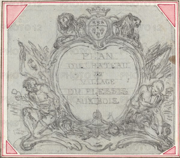 Title Cartouche for a Map of the Chateau and Village of Le Plessis aux Bois. Creator: Hubert Francois Gravelot.