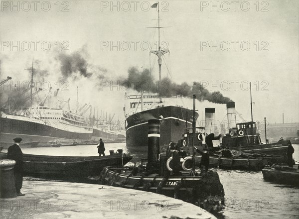 Into the Arena Where Ships Made Their Unending Entrances and Exits A Vessel Docking at...', 1937. Creator: Fox.