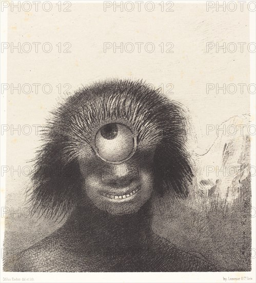 Le Polype difforme flottait sur les rivages, sorte de cyclope souriant et hideux..., 1883. Creator: Odilon Redon.