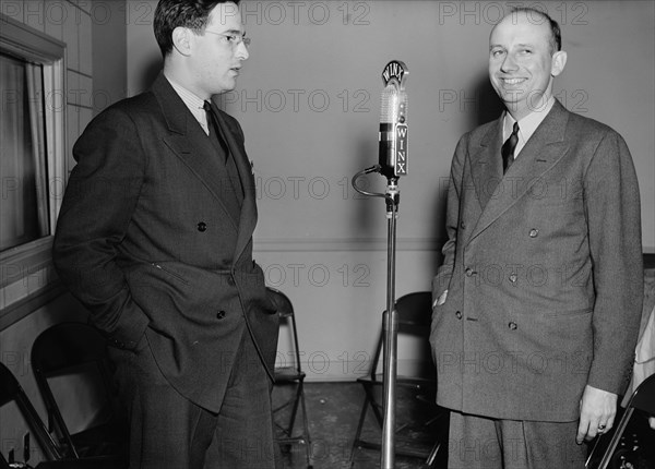 Portrait of Ted Weems and William P. Gottlieb, WINX, Washington, D.C., ca. 1940. Creator: Delia Potofsky Gottlieb.