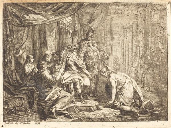 Reconciliation of Absalom and David (Réconciliation d'Absalom et de David), 1752. Creator: Gabriel de Saint-Aubin.