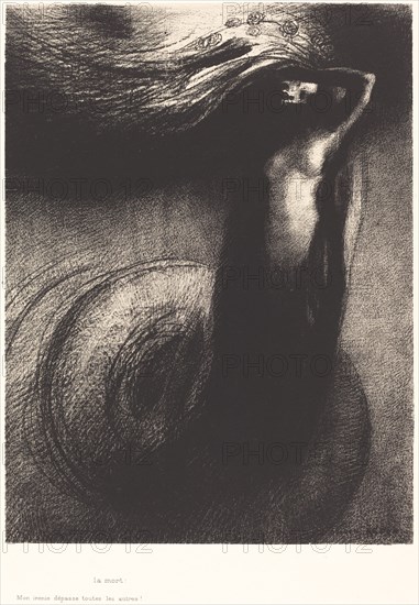 La Mort: Mon ironie depasse toutes les autres! (Death: My iron surpasses all others!), 1889. Creator: Odilon Redon.