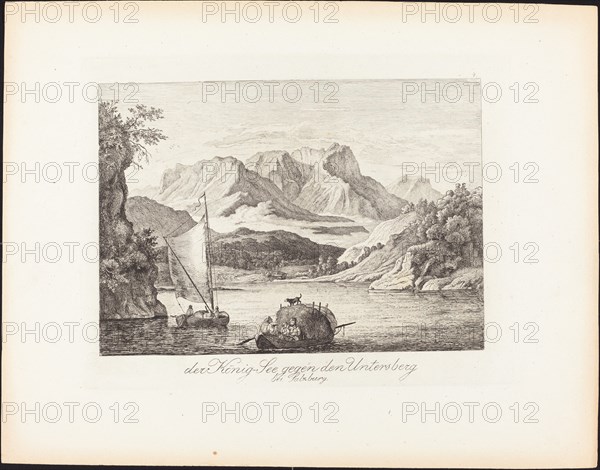 Der König-See gegen den Untersberg bei Salzburg (Königsee toward the Untersberg...), 1830. Creator: Ludwig Richter.