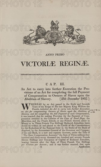 An act to carry into further execution the provisions of an act for completing the full..., 1837. Creator: Unknown.