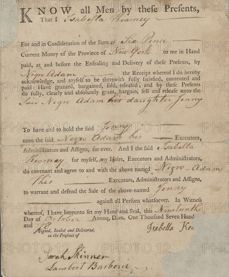 Know all men by these presents that I [blank] for and in consideration of the sum..., 1778-10-18. Creator: Unknown.
