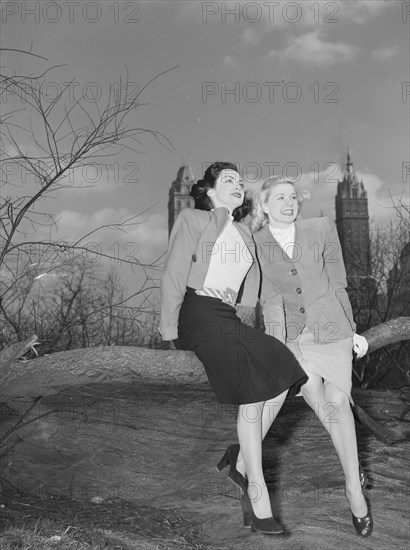 Portrait of Doris Day and Kitty Kallen, Central Park, New York, N.Y., ca. Apr. 1947. Creator: William Paul Gottlieb.