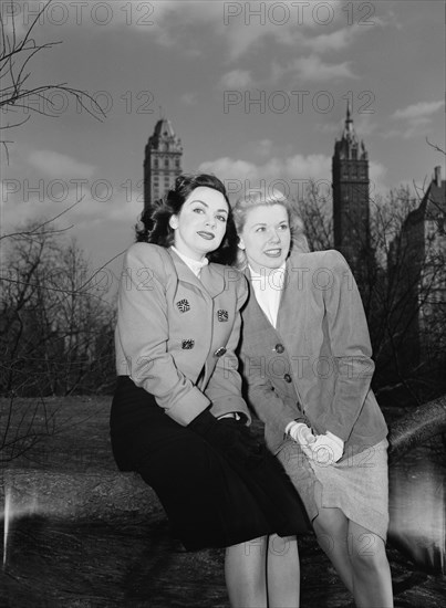 Portrait of Doris Day and Kitty Kallen, Central Park, New York, N.Y., ca. Apr. 1947. Creator: William Paul Gottlieb.