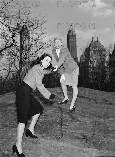 Portrait of Doris Day and Kitty Kallen, Central Park, New York, N.Y., ca. Apr. 1947. Creator: William Paul Gottlieb.