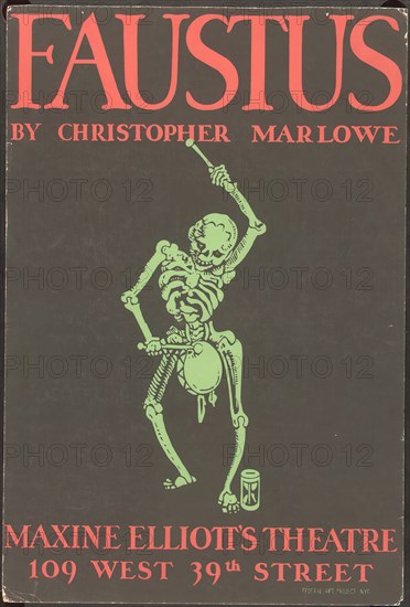 Poster from New York production of Dr. Faustus (Maxine Elliot Theater (skeleton poster)), [1937] . Creator: Unknown.