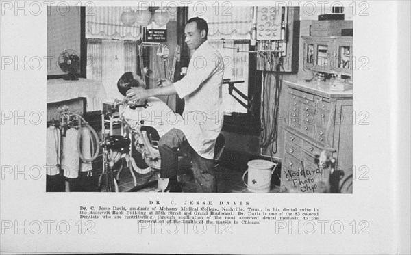 Dr. C. Jesse Davis, graduate of Meharry Medical College, Nashville, Tenn., in his dental..., 1925. Creator: Unknown.