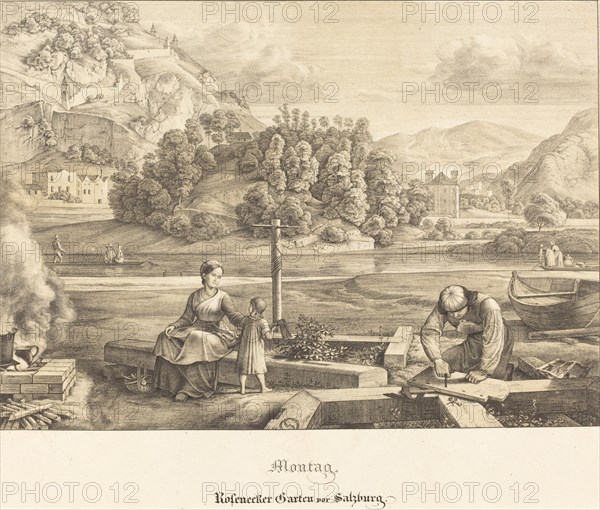 Montag - Rosenecker Garten vor Salzburg (Monday - Rosenecker Garden near Salzburg), 1823. Creator: Ferdinand Olivier.