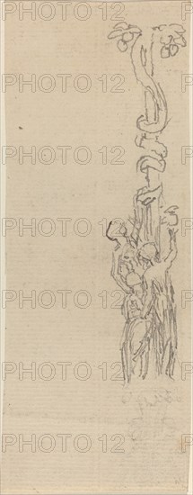 Design for a Candelabrum Representing the Three Graces Gathering the Apples of Hesper, c. 1816. Creator: John Flaxman.