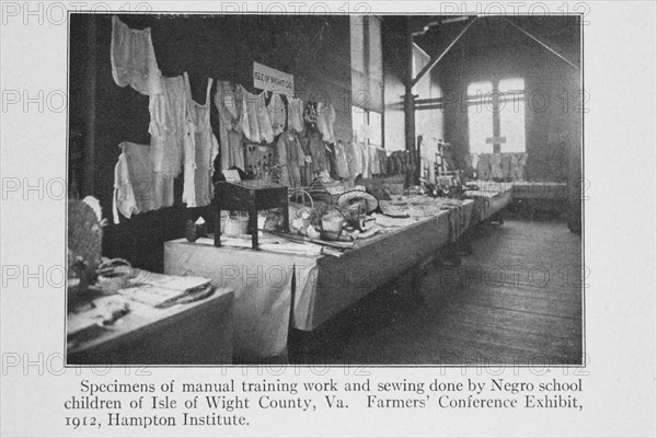 Specimens of manual training work and sewing done by Negro school children of Isle of Wright...,1915 Creator: Unknown.