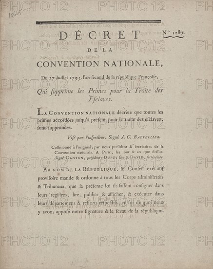 Décret de la Convention nationale, du 27 juillet 1793: l'an second de la République Françoise..., 17 Creator: Unknown.