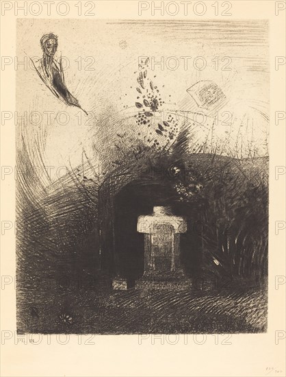 Si par une nuit lourde et sombre, un bon chretien, par charite, derriere quelque vieux..., 1890. Creator: Odilon Redon.