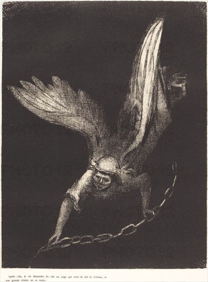 Apres cela je vis descendre du ciel un ange qui avait la clef de l'abime, et une grande..., 1899. Creator: Odilon Redon.