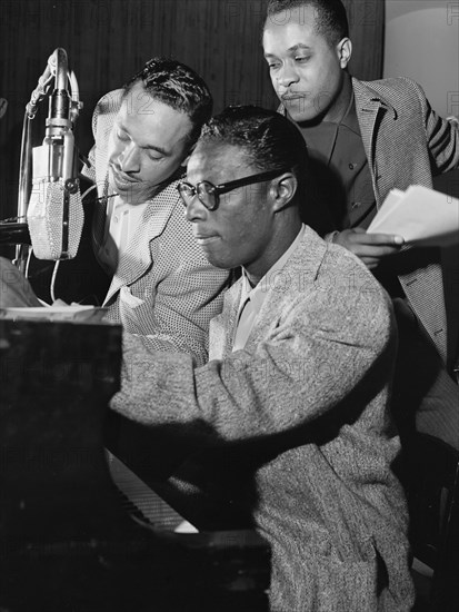 Portrait of Oscar Moore, Nat King Cole, and Wesley Prince, New York, N.Y., ca. July 1946. Creator: William Paul Gottlieb.