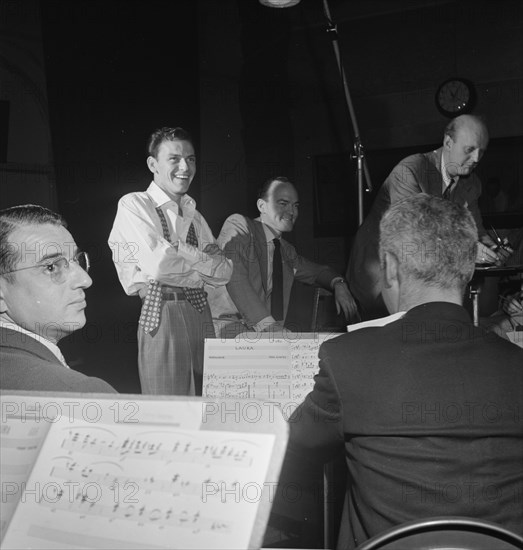 Portrait of Frank Sinatra and Axel Stordahl, Liederkrantz Hall, New York, N.Y., ca. 1947. Creator: William Paul Gottlieb.