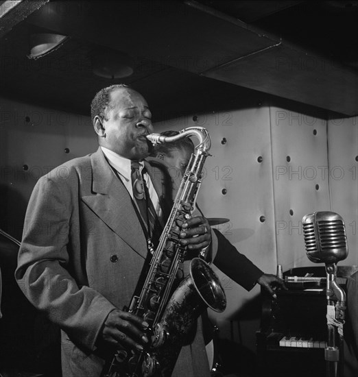 Portrait of Coleman Hawkins and Miles Davis, Three Deuces, New York, N.Y., ca. July 1947. Creator: William Paul Gottlieb.