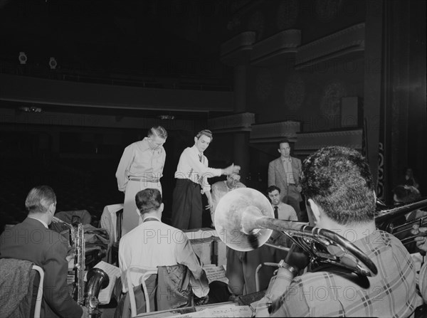 Portrait of Stan Kenton, Pete Rugolo, and Bob Graettinger, Richmond, Va.(?), 1947 or 1948. Creator: William Paul Gottlieb.