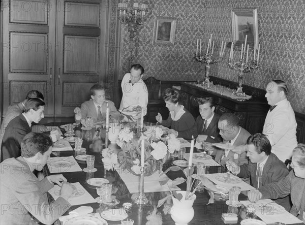 Portrait of Herb Abramson, Sadi Coylin, Benny..., Turkish Embassy, Washington, D.C., 1938. Creator: William Paul Gottlieb.