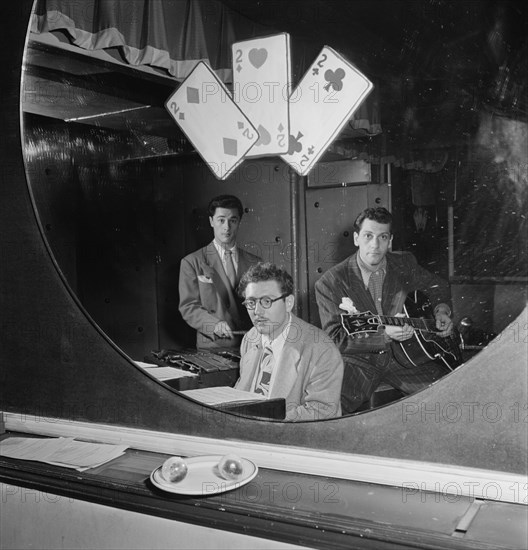 Portrait of Terry Gibbs, Harry Biss, and Bill (Buddy) De Arango, Three Deuces, N.Y., 1947. Creator: William Paul Gottlieb.