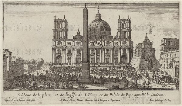 Veuë de la place et de l'Eglise de S. Piere et du Palais du Pape appellé le Vatican, 1640-1660. Creator: Israel Silvestre.
