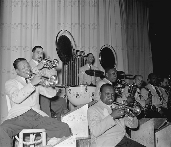 Portrait of Barney Bigard, Ben Webster, Otto..., Howard Theater(?), Washington, D.C., 1938. Creator: William Paul Gottlieb.