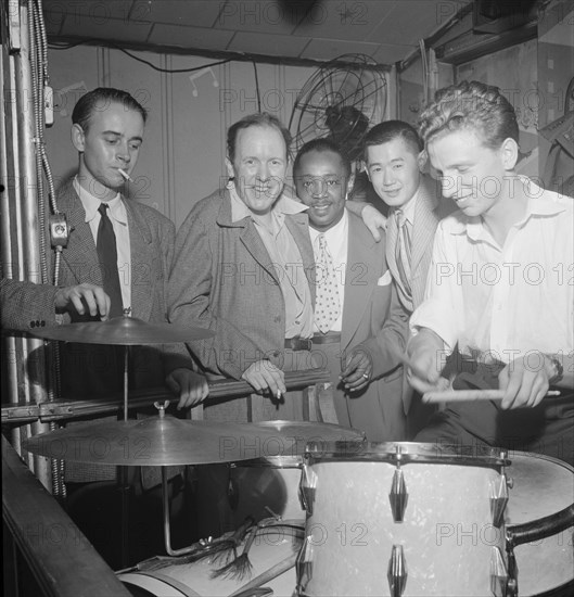 Portrait of Harry Lim, Yannich Bruynoche, and Joe Thomas, Pied Piper, New York, N.Y., 1946. Creator: William Paul Gottlieb.