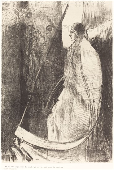 Et un autre ange sortit du temple qui est au ciel, ayant lui aussi une faucille tranchante..., 1899. Creator: Odilon Redon.