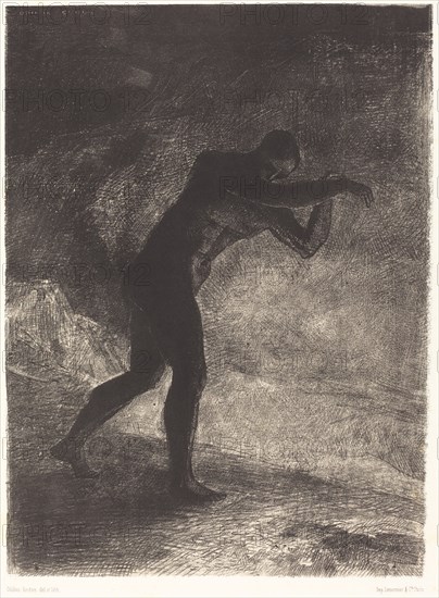 Et l'homme parut, interrogeant le sol d'ou il sort et qui l'attire, il se fraya la voie vers..., 188 Creator: Odilon Redon.