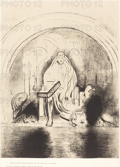 Puis je vis, dans la main droite de celui quietait assis sur le trone, un livre ecritdedans...), 189 Creator: Odilon Redon.